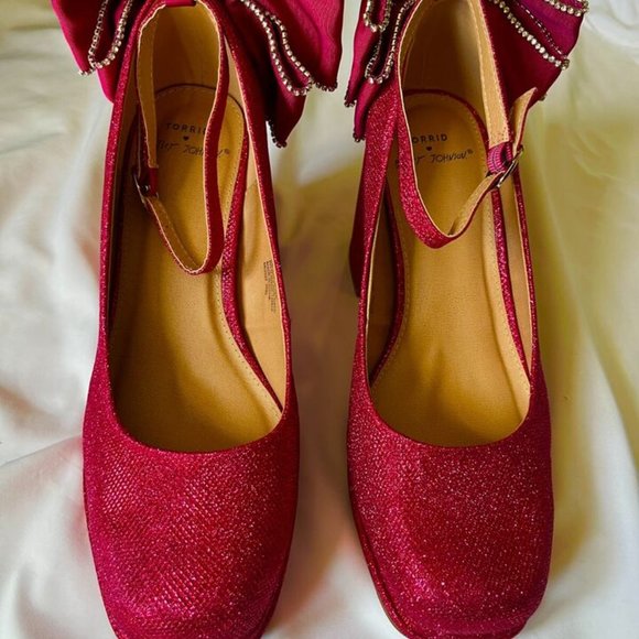 Torrid Betsey Johnson Pink Bow Back Heels Shoes 12WW - Picture 7 of 8
